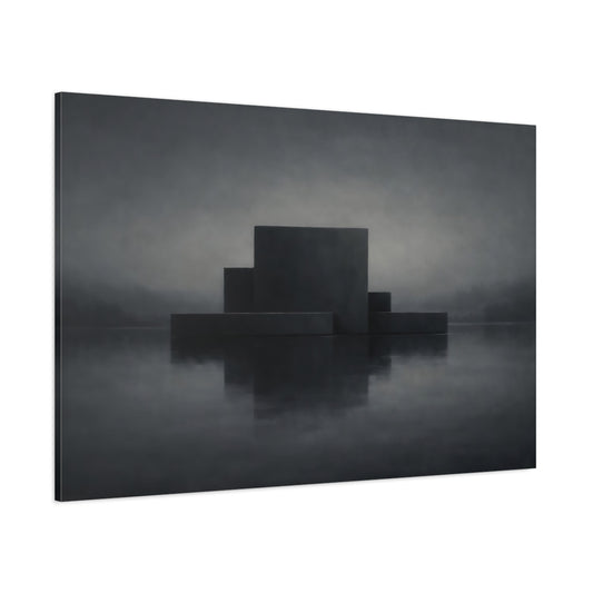 Main Mockup. Abstract Geometric Forms Dark Geometric shown as stretched canvas wall art