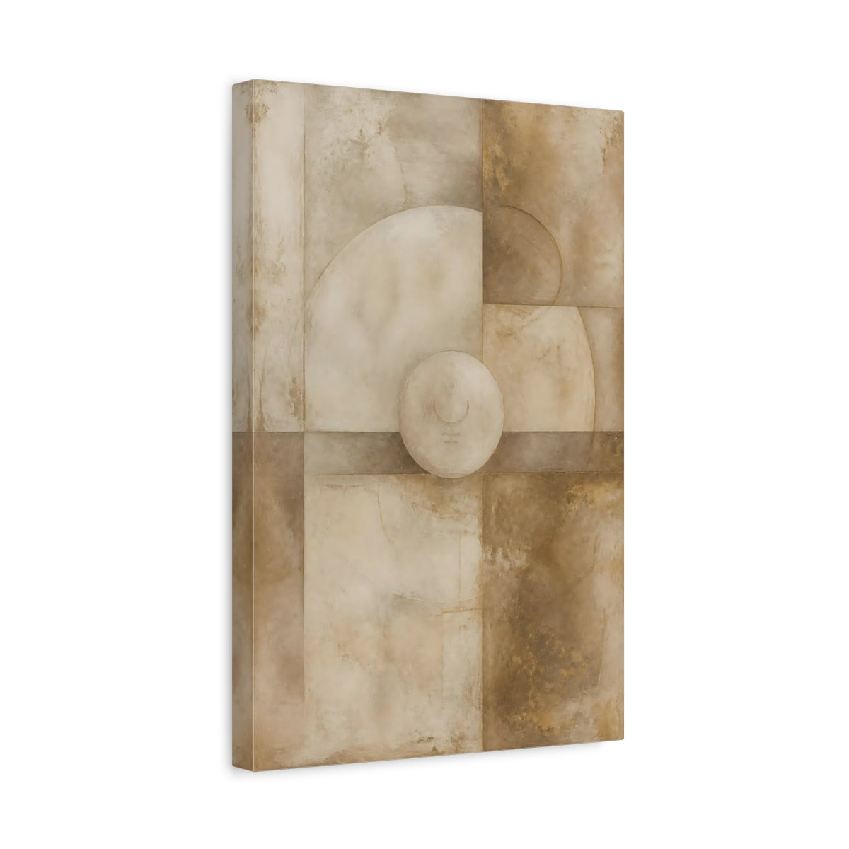 Side Mockup 4. Abstract Geometric Forms Earth Tones Abstract shown as stretched canvas wall art