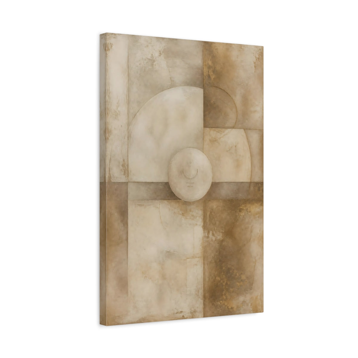 Side Mockup 3. Abstract Geometric Forms Earth Tones Abstract shown as stretched canvas wall art