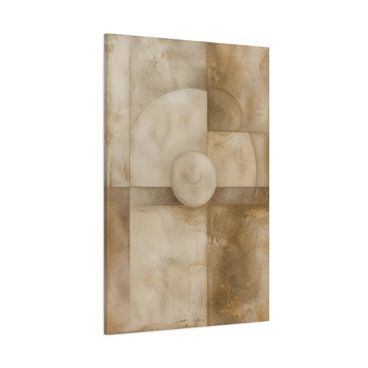Side Mockup 1. Abstract Geometric Forms Earth Tones Abstract shown as stretched canvas wall art