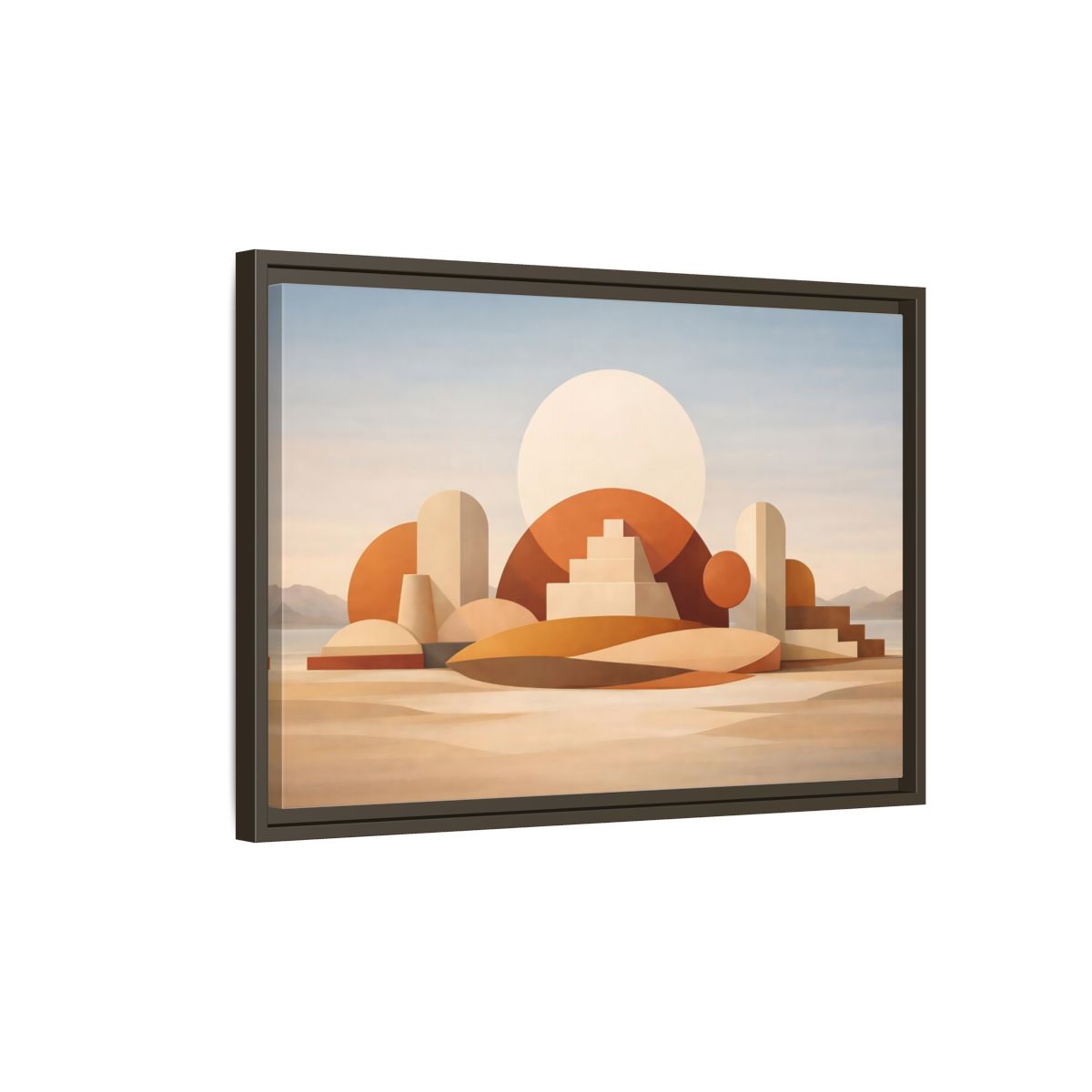 Side Mockup 2. Abstract Geometric Forms Earthy Geometric shown as stretched canvas wall art