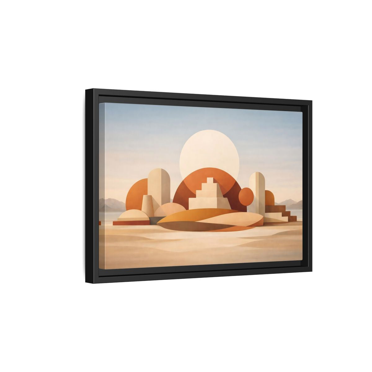 Side Mockup 6. Abstract Geometric Forms Earthy Geometric shown as stretched canvas wall art