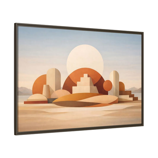 Main Mockup. Abstract Geometric Forms Earthy Geometric shown as stretched canvas wall art