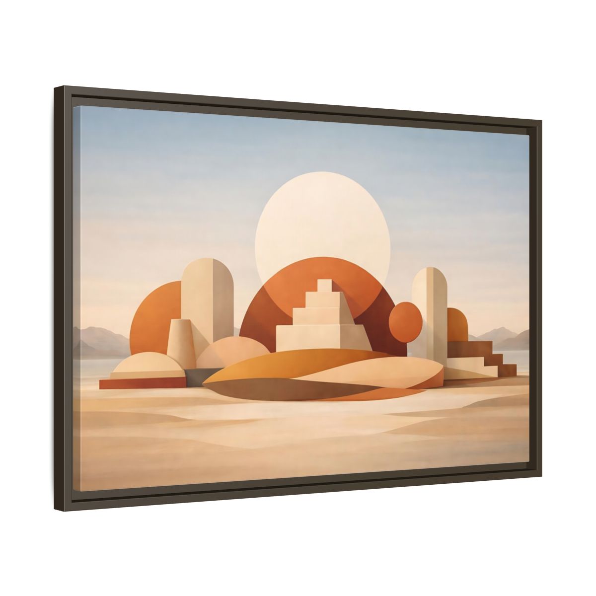 Side Mockup 11. Abstract Geometric Forms Earthy Tones Abstract shown as stretched canvas wall art