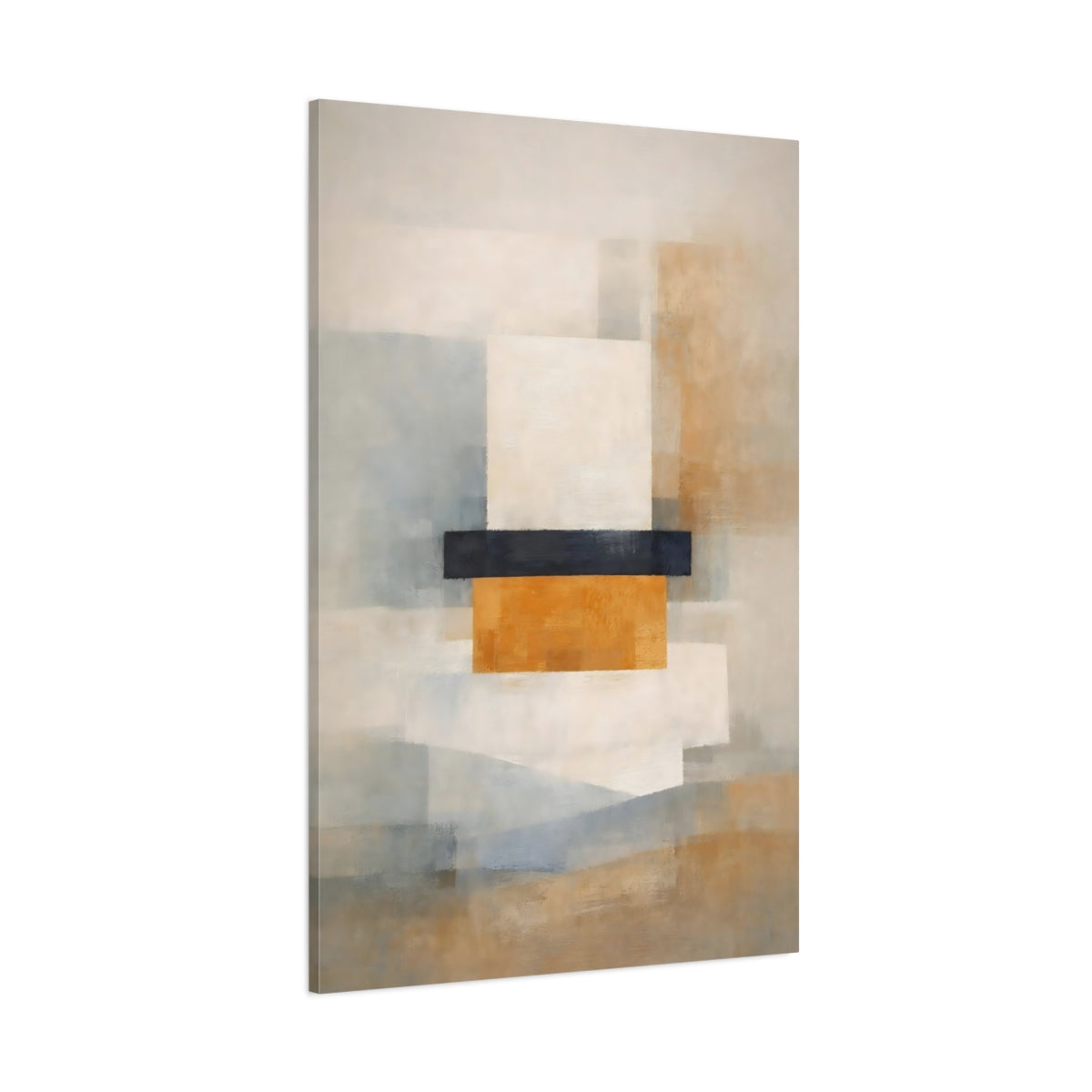 Abstract Geometric Forms Gold Grey Abstract shown as stretched canvas wall art