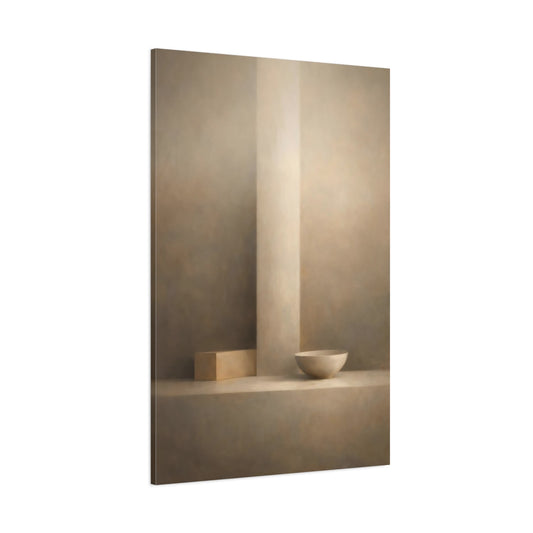 Main Mockup. Abstract Geometric Forms Minimalist Beige Art shown as stretched canvas wall art