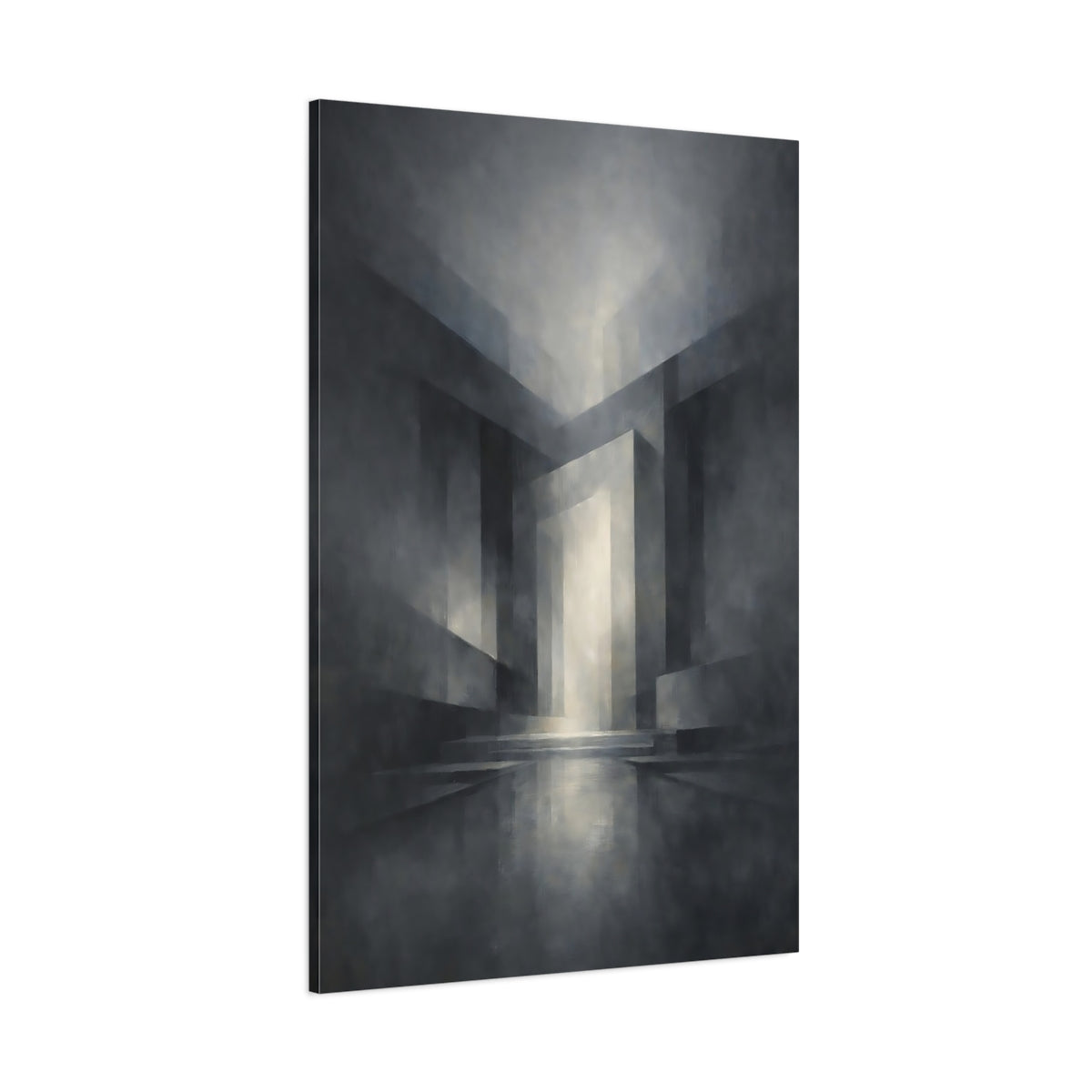 Main Mockup. Abstract Geometric Forms Monochrome Geometric shown as stretched canvas wall art