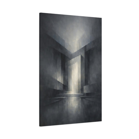 Main Mockup. Abstract Geometric Forms Monochrome Geometric shown as stretched canvas wall art
