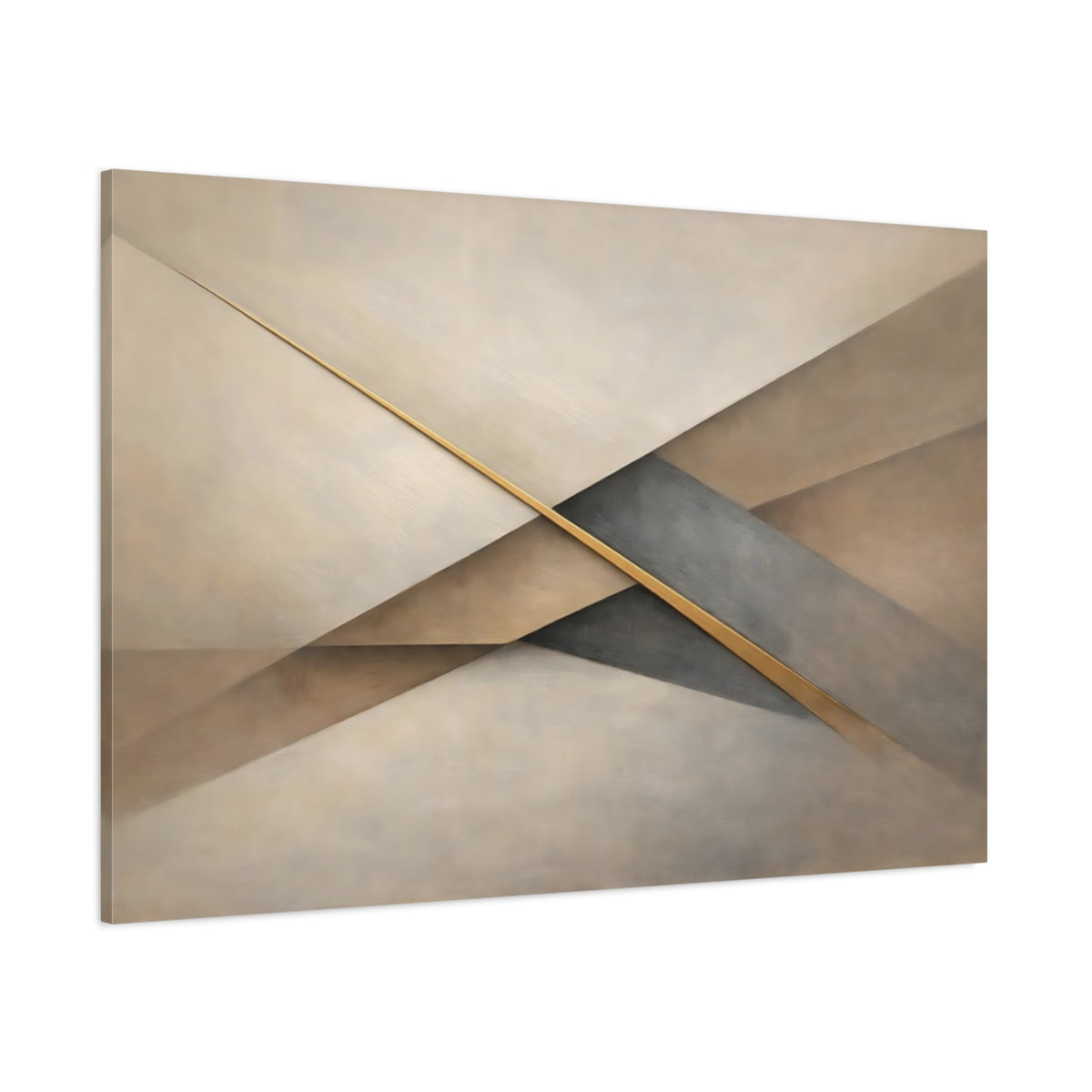 Main Mockup. Abstract Geometric Forms Neutral Gold Abstract shown as stretched canvas wall art