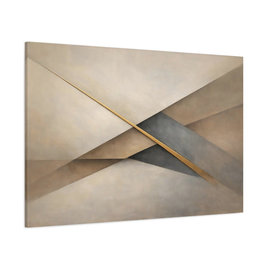 Main Mockup. Abstract Geometric Forms Neutral Gold Abstract shown as stretched canvas wall art