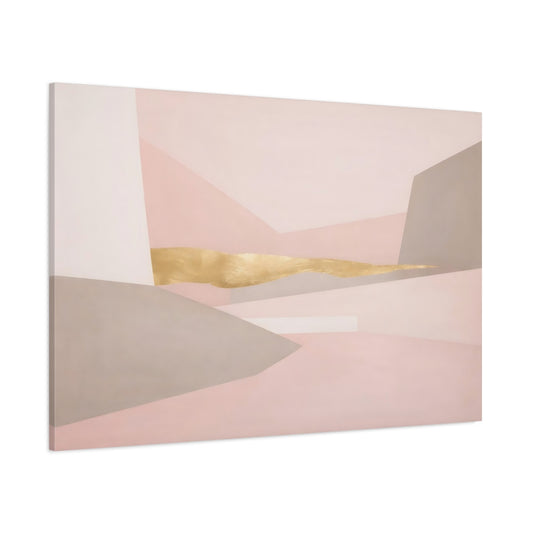 Main Mockup. Abstract Geometric Forms Pink Gold Abstract shown as stretched canvas wall art
