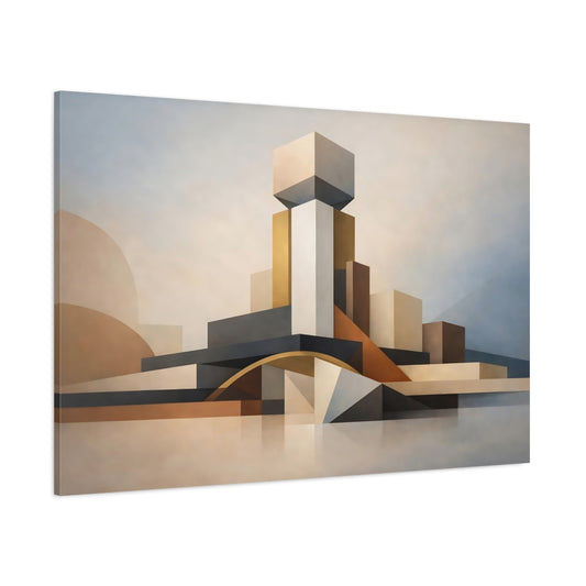 Main Mockup. Abstract Geometric Forms Warm Neutral Abstract shown as stretched canvas wall art