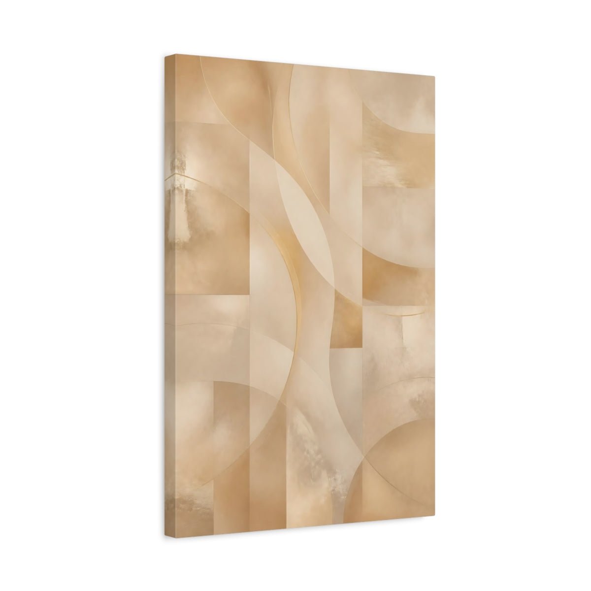 Abstract Geometric Gold And Beige Canvas Print – Decor for Living Room, Above Couch - YesArtYes