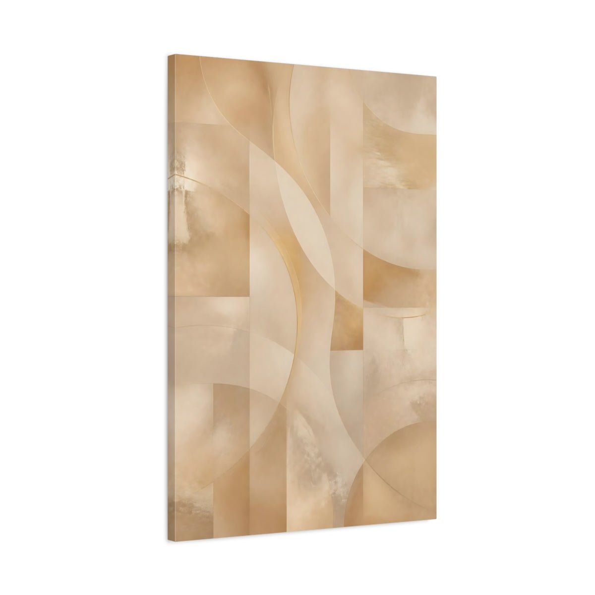 Abstract Geometric Gold And Beige Canvas Print – Decor for Living Room, Above Couch - YesArtYes