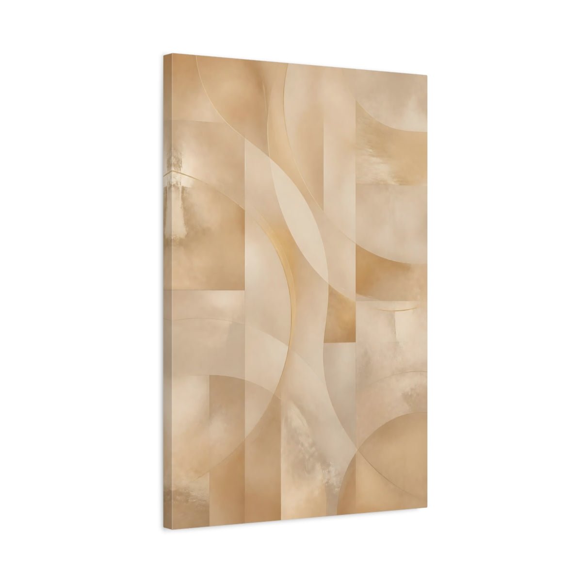 Abstract Geometric Gold And Beige Canvas Print – Decor for Living Room, Above Couch - YesArtYes