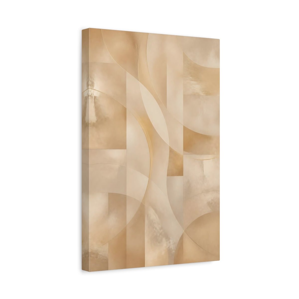 Abstract Geometric Gold And Beige Canvas Print – Decor for Living Room, Above Couch - YesArtYes