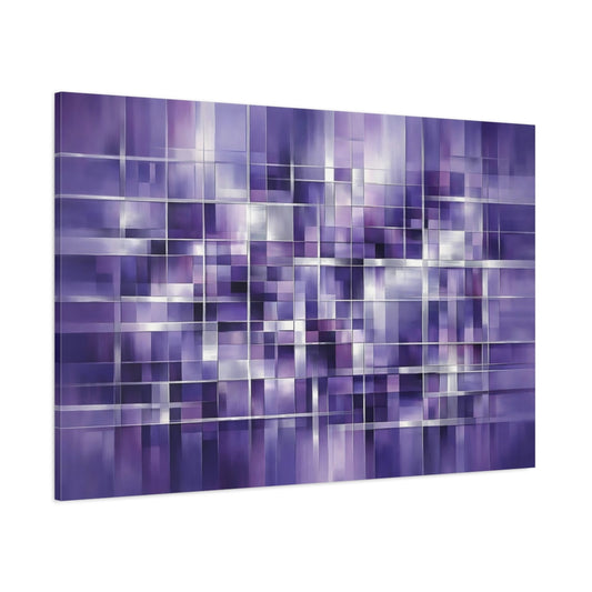Main Mockup. Abstract Geometric Grid Purple Grid shown as stretched canvas wall art