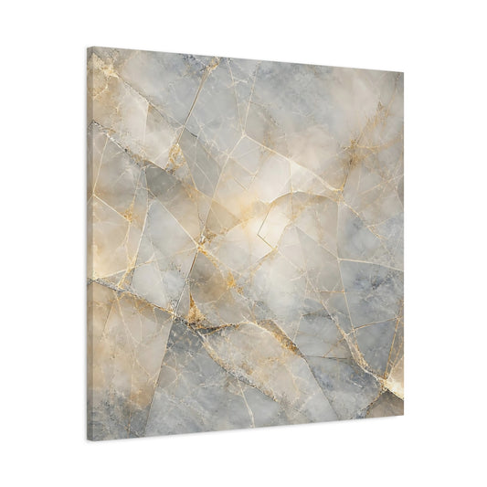 Main Mockup. Abstract Geometric Marble Grey And Gold Marble shown as stretched canvas wall art