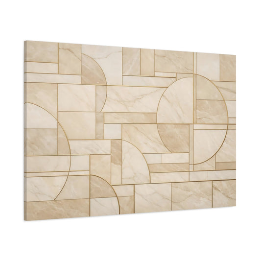 Main Mockup. Abstract Geometric Pattern Beige Gold Abstract shown as stretched canvas wall art