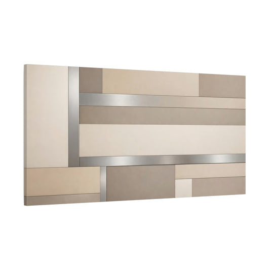 Main Mockup. Abstract Geometric Pattern Beige Silver Geometric shown as stretched canvas wall art