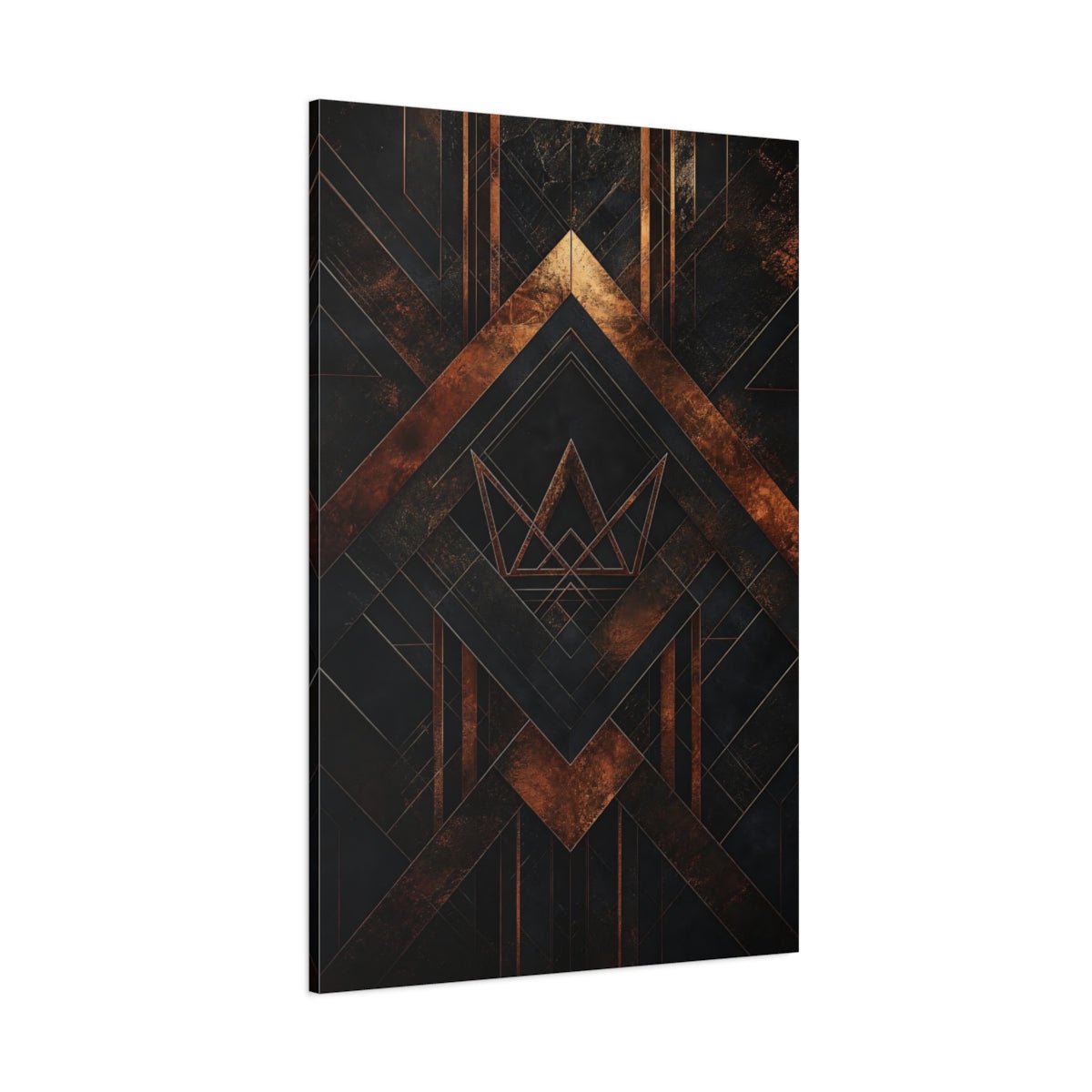 Abstract Geometric Pattern Black And Gold Canvas Wall Art Print – Deco Living Room, Above Sofa - YesArtYes
