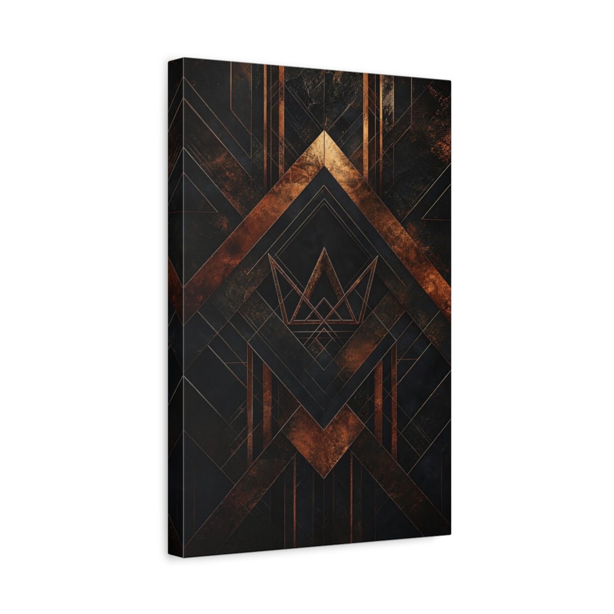 Abstract Geometric Pattern Black And Gold Canvas Wall Art Print – Deco Living Room, Above Sofa - YesArtYes