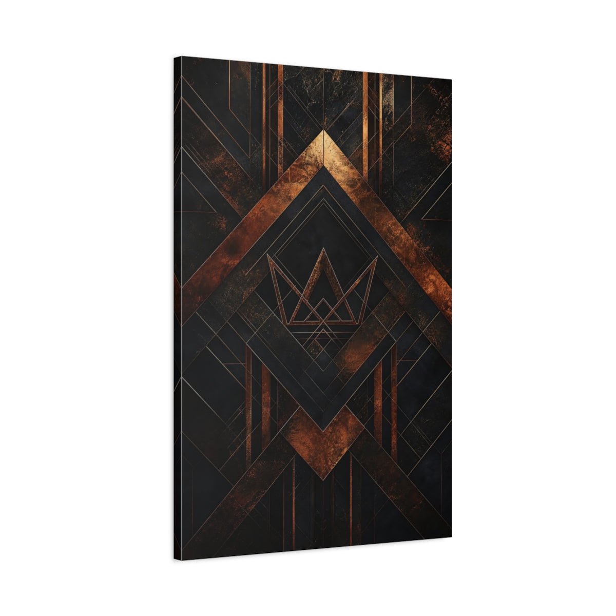 Abstract Geometric Pattern Black And Gold Canvas Wall Art Print – Deco Living Room, Above Sofa - YesArtYes