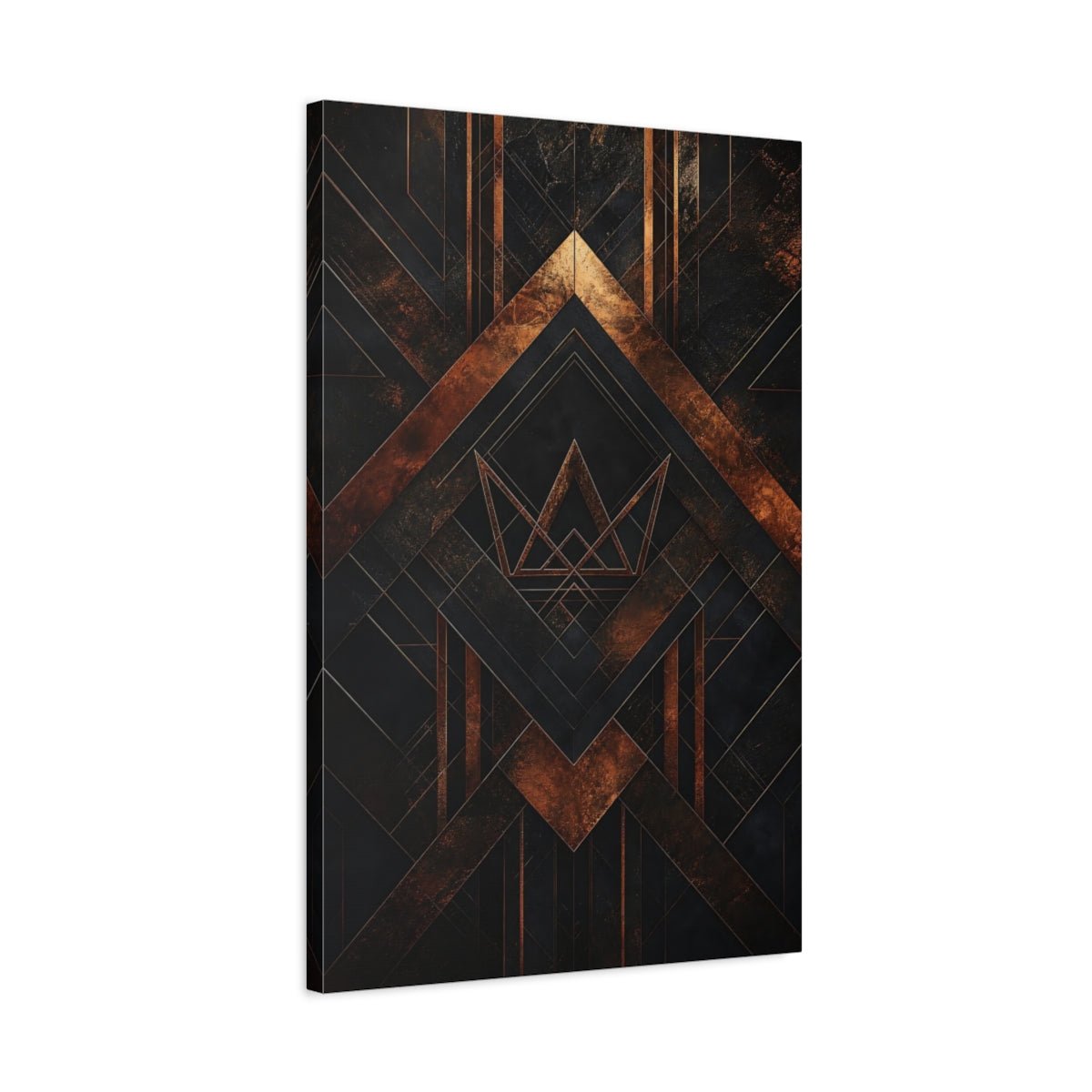 Abstract Geometric Pattern Black And Gold Canvas Wall Art Print – Deco Living Room, Above Sofa - YesArtYes