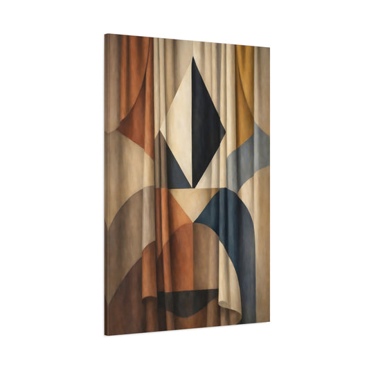Main Mockup. Abstract Geometric Pattern Brown And Blue Abstract shown as stretched canvas wall art