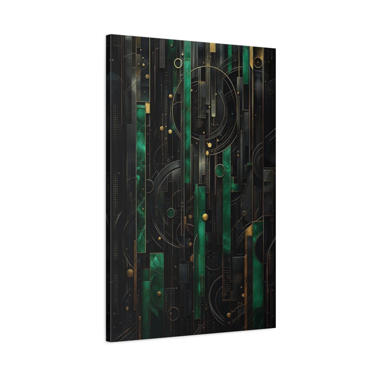 Abstract Geometric Pattern Emerald Gold Canvas Print – Living Room, Large Wall - YesArtYes