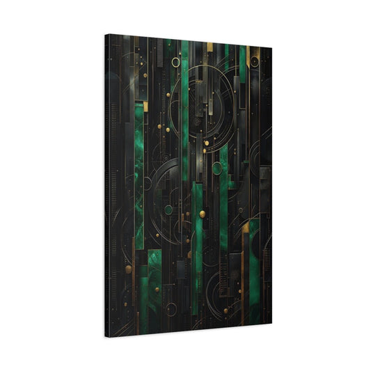 Abstract Geometric Pattern Emerald Gold Canvas Print – Living Room, Large Wall - YesArtYes