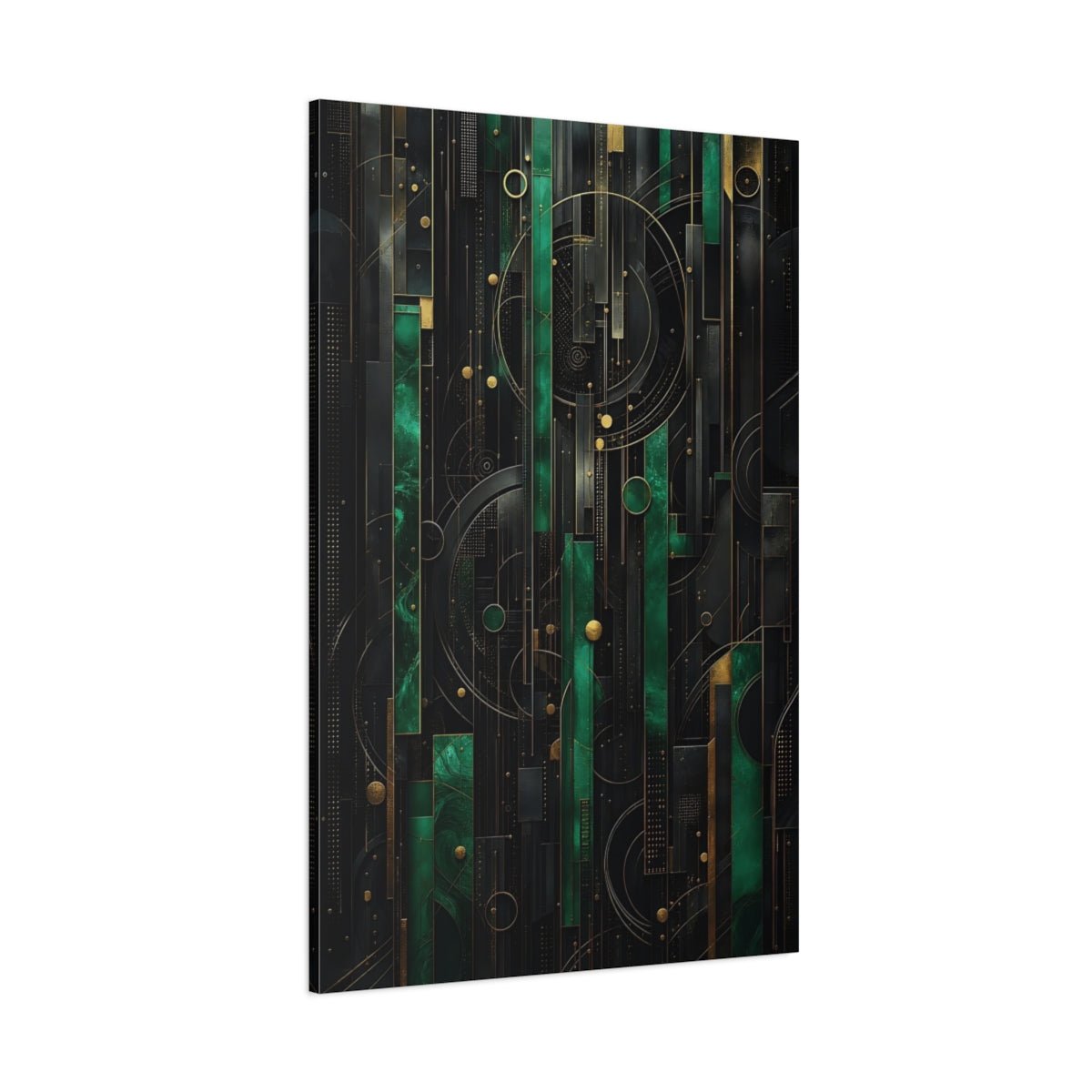 Abstract Geometric Pattern Emerald Gold Canvas Print – Living Room, Large Wall - YesArtYes