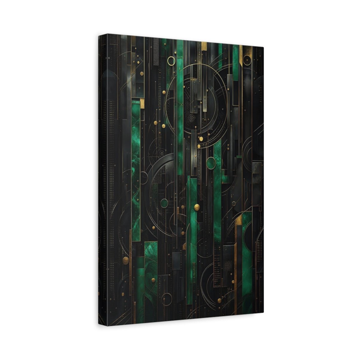Abstract Geometric Pattern Emerald Gold Canvas Print – Living Room, Large Wall - YesArtYes
