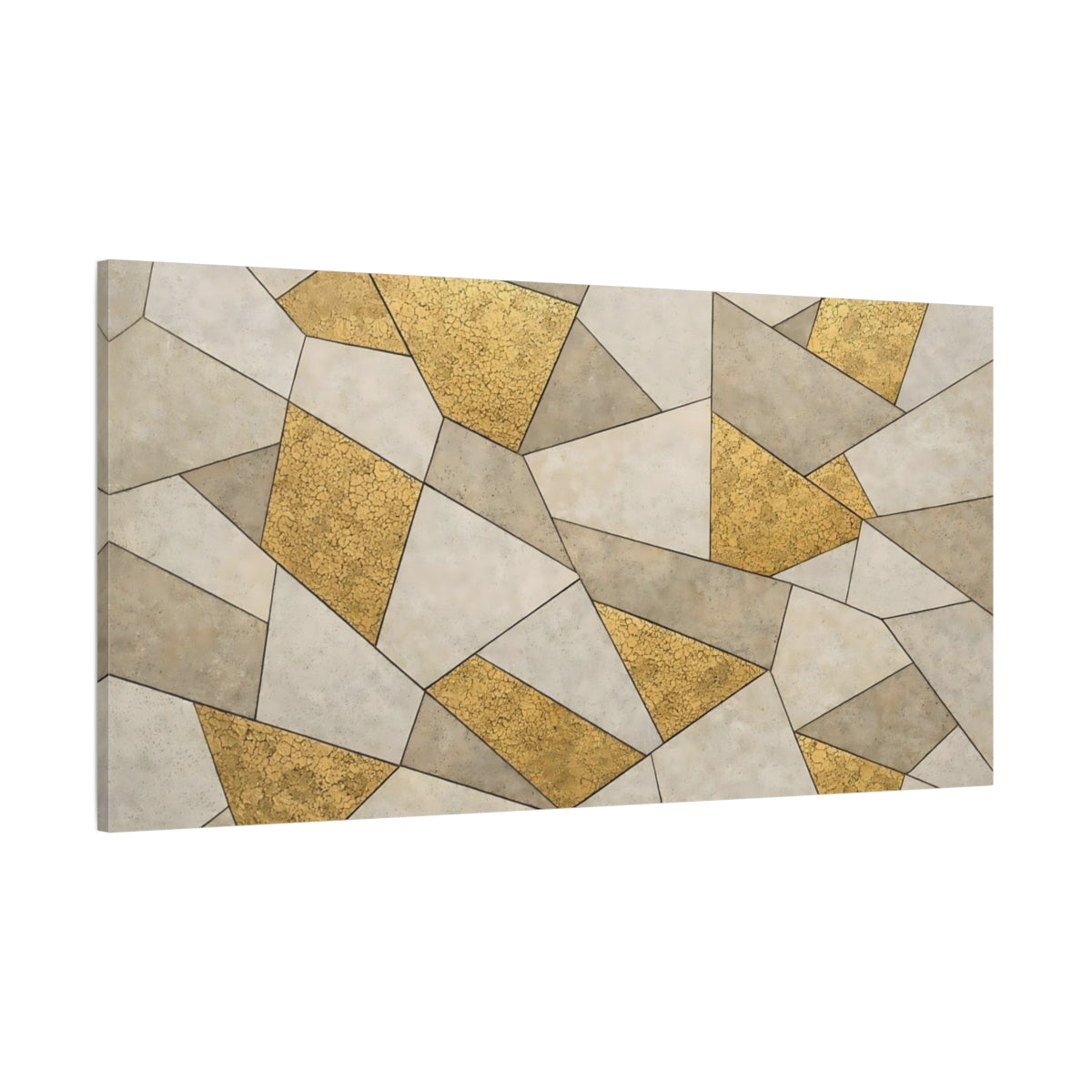 Main Mockup. Abstract Geometric Pattern Gold Geometric shown as stretched canvas wall art