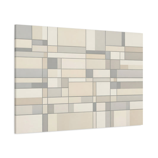 Main Mockup. Abstract Geometric Pattern Grey Cream Geometric shown as stretched canvas wall art