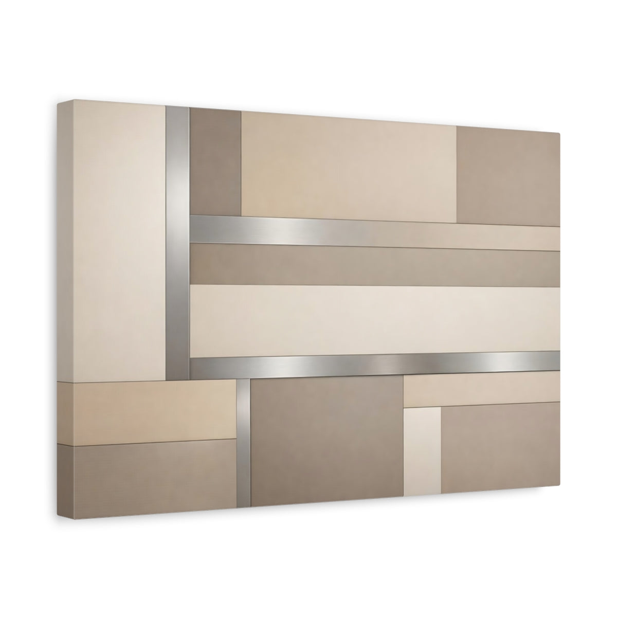 Side Mockup 4. Abstract Geometric Pattern Neutral Geometric shown as stretched canvas wall art