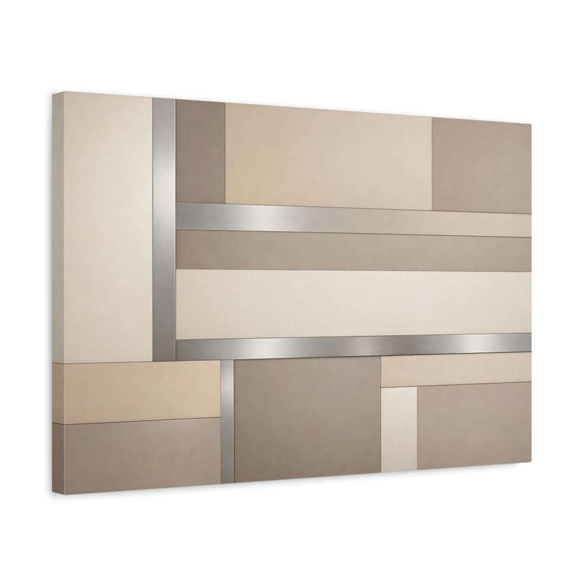 Side Mockup 3. Abstract Geometric Pattern Neutral Geometric shown as stretched canvas wall art