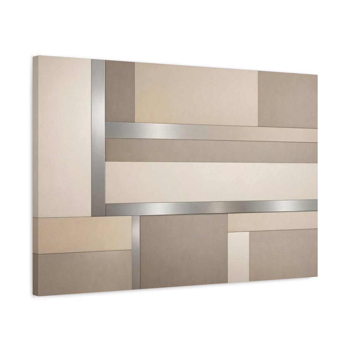 Side Mockup 2. Abstract Geometric Pattern Neutral Geometric shown as stretched canvas wall art
