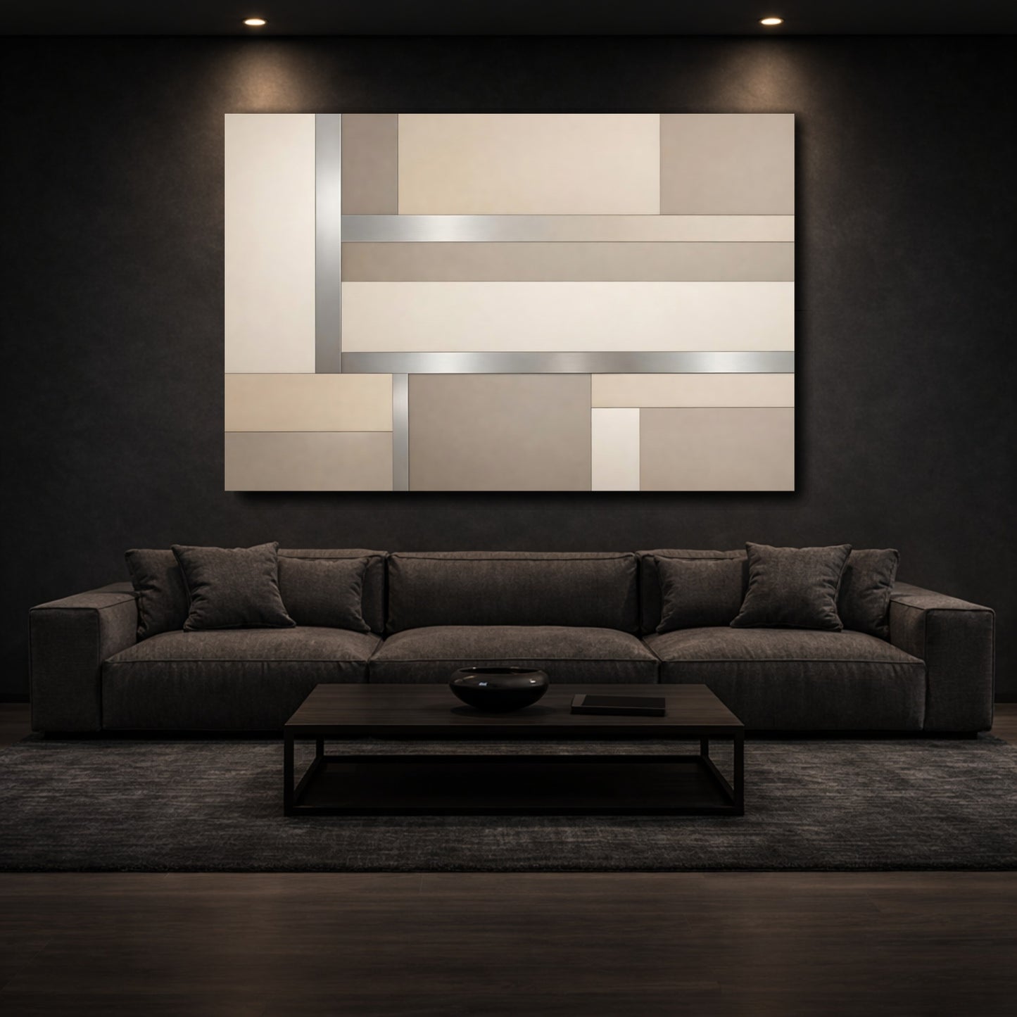 Mockup 2. Abstract Geometric Pattern Neutral Geometric shown as stretched canvas wall art