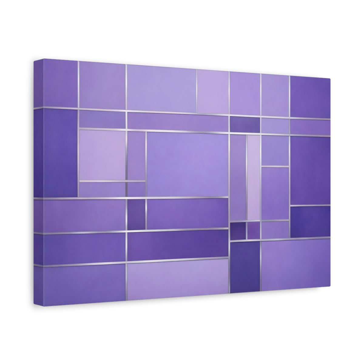 Side Mockup 4. Abstract Geometric Pattern Purple Geometric shown as stretched canvas wall art