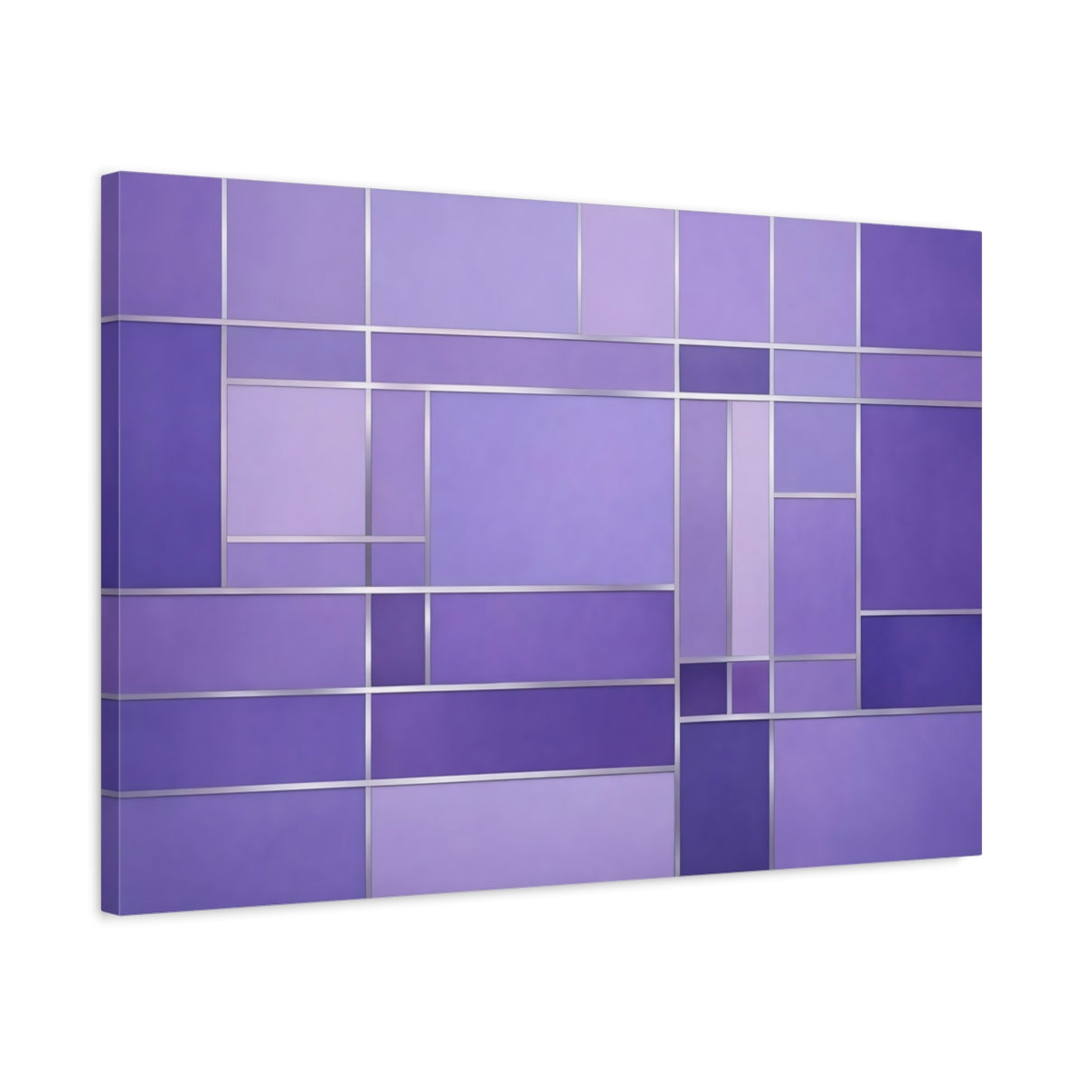 Side Mockup 2. Abstract Geometric Pattern Purple Geometric shown as stretched canvas wall art