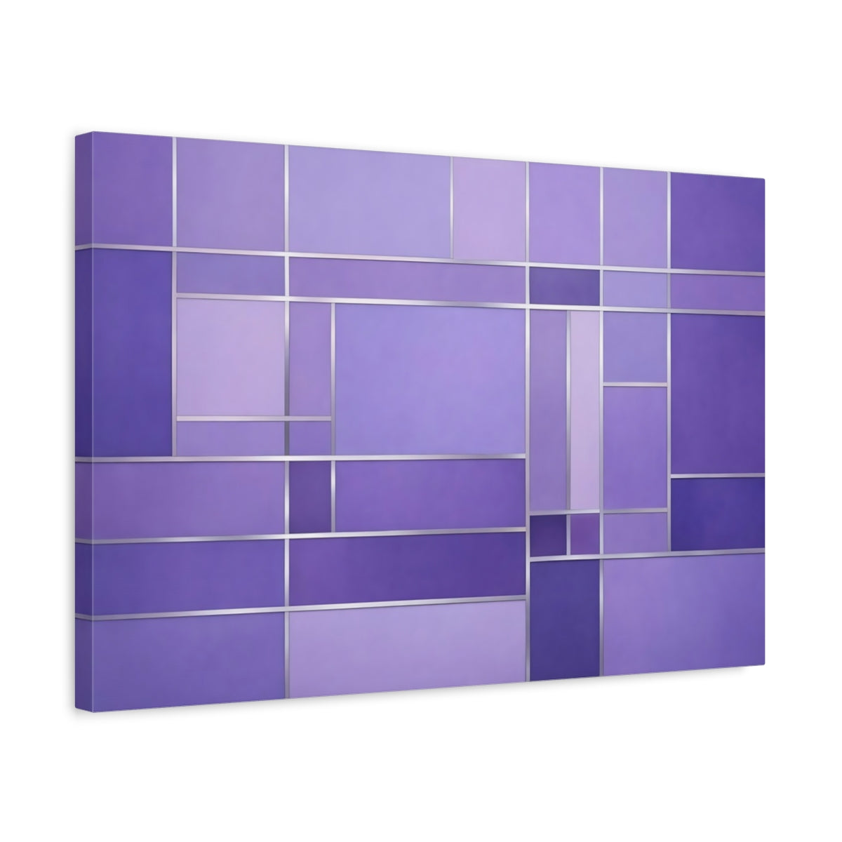 Side Mockup 3. Abstract Geometric Pattern Purple Geometric shown as stretched canvas wall art