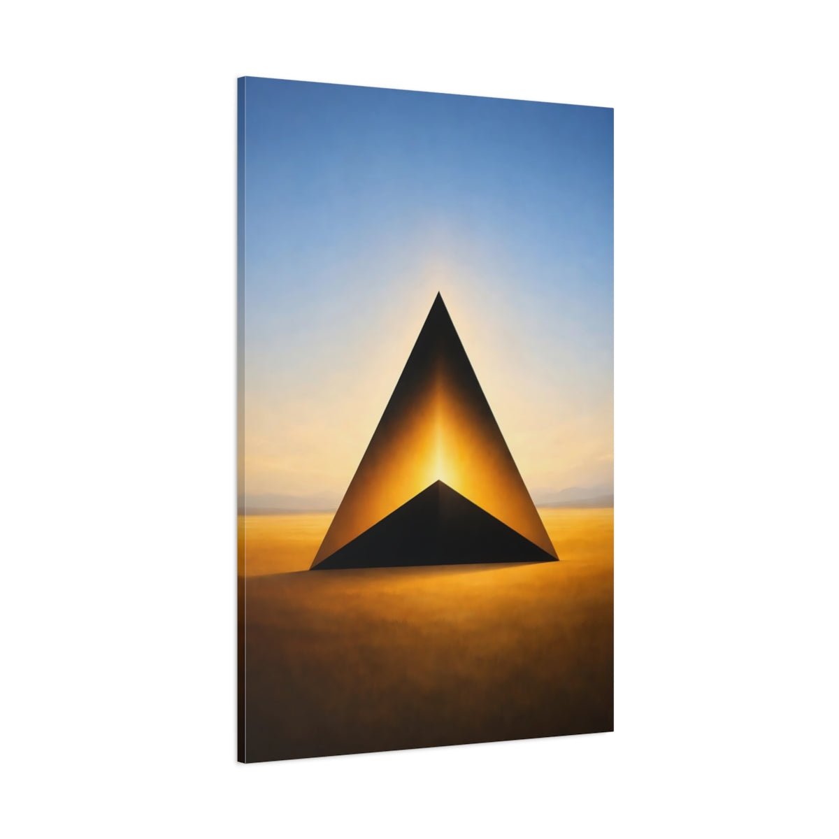 Abstract Geometric Pyramid Gold And Blue - Canvas Wall Art Print - YesArtYes