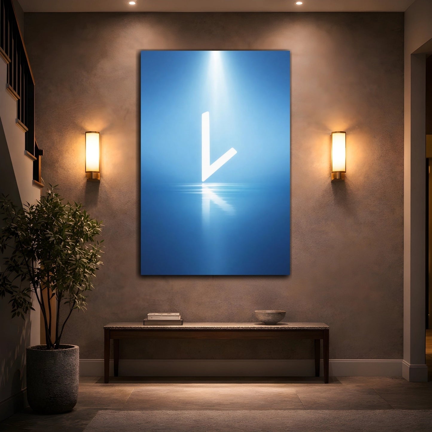 Abstract Geometric Shape Blue And White - Canvas Wall Art Print - YesArtYes