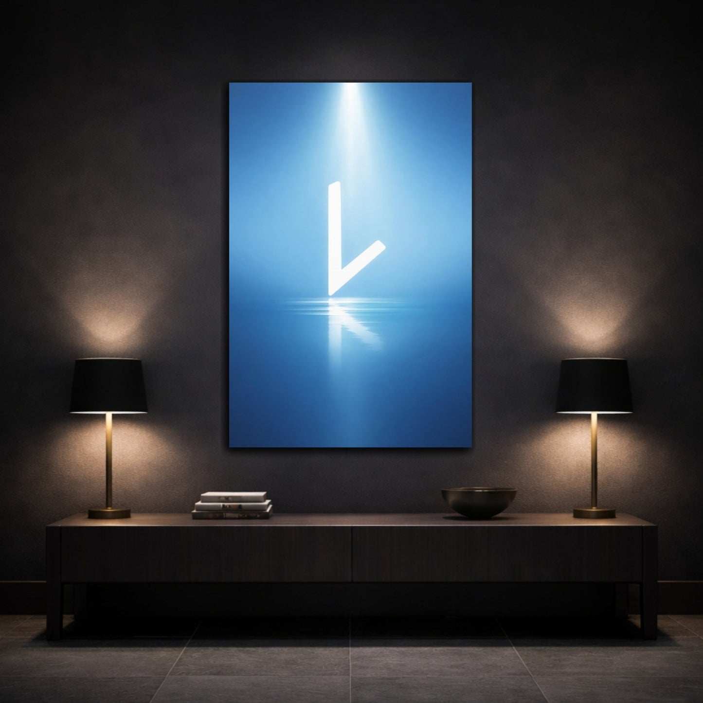 Abstract Geometric Shape Blue And White - Canvas Wall Art Print - YesArtYes