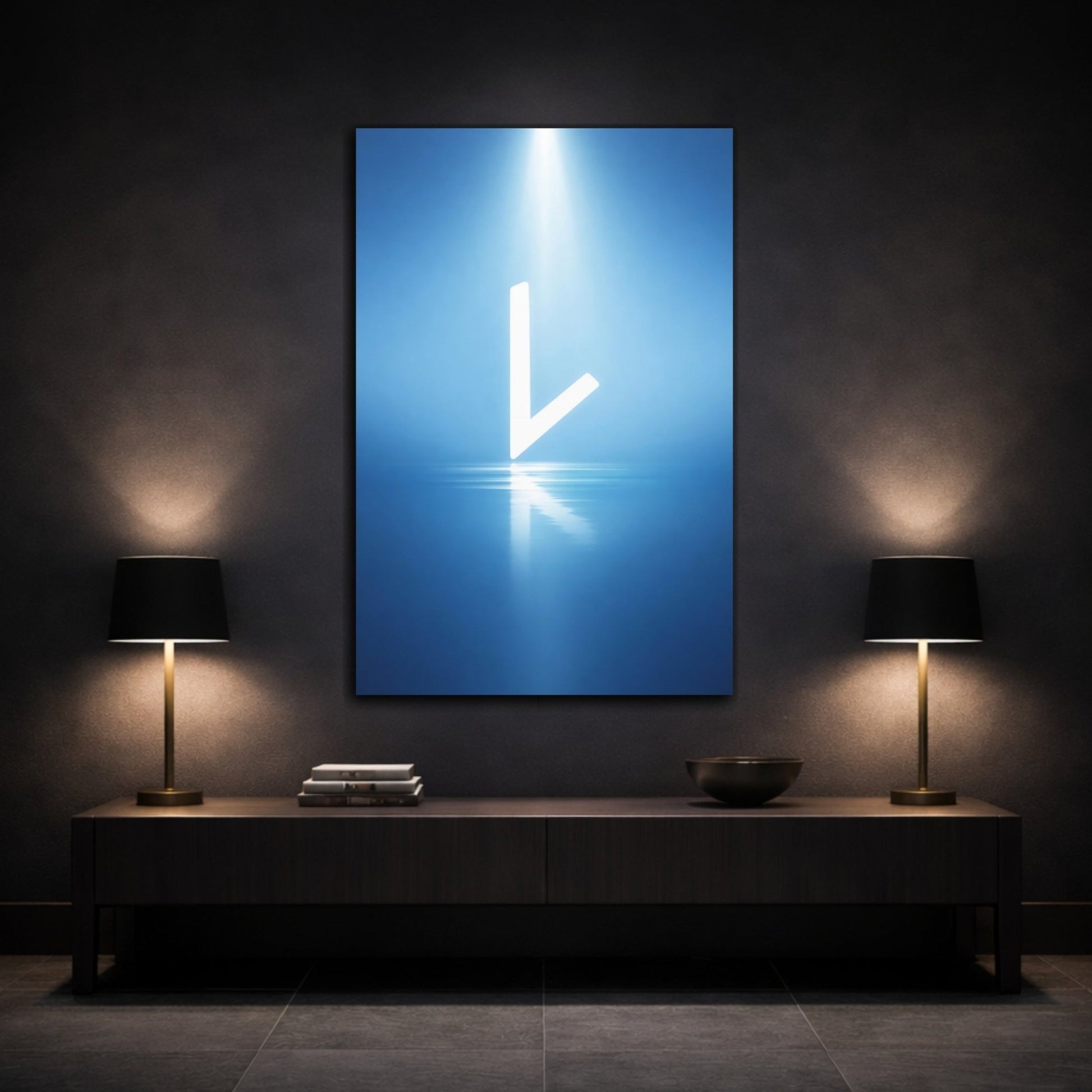 Abstract Geometric Shape Blue And White - Canvas Wall Art Print - YesArtYes
