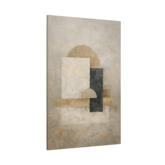 Main Mockup. Abstract Geometric Shapes Abstract Beige Black shown as stretched canvas wall art