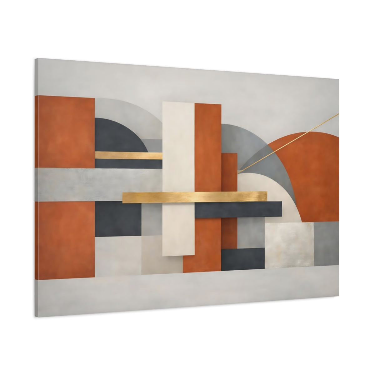 Main Mockup. Abstract Geometric Shapes Abstract Terracotta Gold shown as stretched canvas wall art