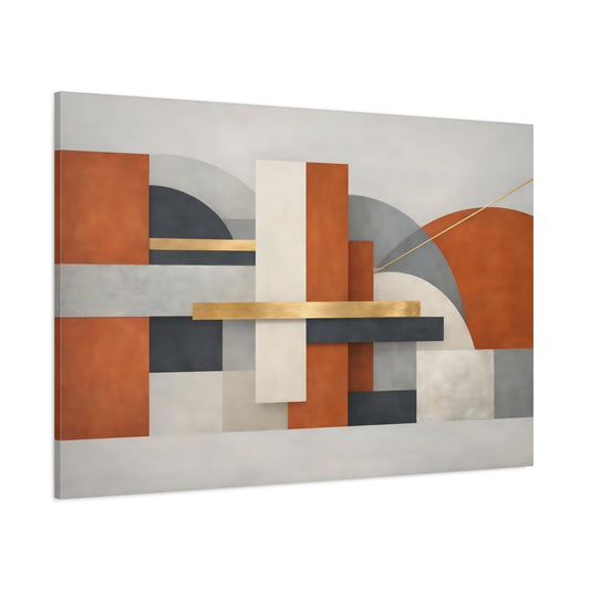 Main Mockup. Abstract Geometric Shapes Abstract Terracotta Gold shown as stretched canvas wall art