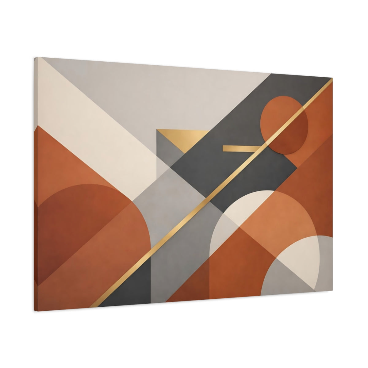 Main Mockup. Abstract Geometric Shapes Abstract Terracotta Grey shown as stretched canvas wall art